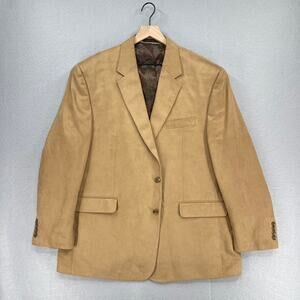 Lauren Ralph Lauren Blazer Men 46R Brown Two Button Faux Suede Preppy Sport Coat